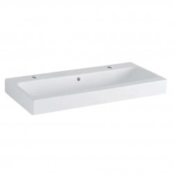 GEBERIT - iCon Umyvadlo 90x49 cm, s přepadem, 2 otvory pro baterii, bílá (502.924.00.1)