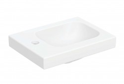 GEBERIT - iCon Umývátko 38x28 cm, bez přepadu, otvor pro baterii vlevo, matná bílá (501.831.JT.1)