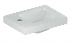 GEBERIT - iCon Umývátko 38x28x13 cm, bez přepadu, otvor pro baterii vlevo, bílá (501.831.00.1)