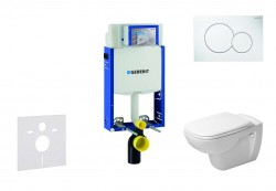 GEBERIT - Kombifix Modul pro závěsné WC s tlačítkem Sigma01, alpská bílá + Duravit D-Code - WC a sedátko, Rimless, SoftClose (110.302.00.5 NH1)