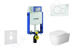 GEBERIT - Kombifix Modul pro závěsné WC s tlačítkem Sigma01, alpská bílá + Duravit ME by Starck - WC a sedátko, Rimless, SoftClose (110.302.00.5 NM1)