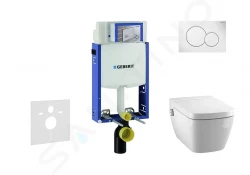 GEBERIT - Kombifix Modul pro závěsné WC s tlačítkem Sigma01, alpská bílá + Tece One - sprchovací toaleta a sedátko, Rimless, SoftClose (110.302.00.5 NT1)