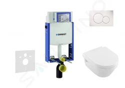 GEBERIT - Kombifix Modul pro závěsné WC s tlačítkem Sigma01, alpská bílá + Villeroy Boch - WC a sedátko, DirectFlush, SoftClose, CeramicPlus (110.302.00.5 NB1)