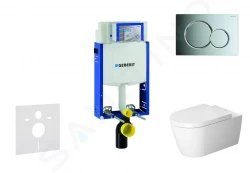 GEBERIT - Kombifix Modul pro závěsné WC s tlačítkem Sigma01, lesklý chrom + Duravit ME by Starck - WC a sedátko, Rimless, SoftClose (110.302.00.5 NM2)