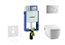 GEBERIT - Kombifix Modul pro závěsné WC s tlačítkem Sigma01, lesklý chrom + Tece One - sprchovací toaleta a sedátko, Rimless, SoftClose (110.302.00.5 NT2)