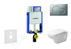 GEBERIT - Kombifix Modul pro závěsné WC s tlačítkem Sigma01, matný chrom + Duravit D-Code - WC a sedátko, Rimless, SoftClose (110.302.00.5 NH3)