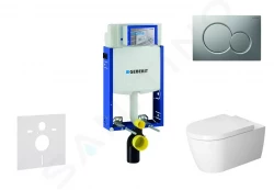 GEBERIT - Kombifix Modul pro závěsné WC s tlačítkem Sigma01, matný chrom + Duravit ME by Starck - WC a sedátko, Rimless, SoftClose (110.302.00.5 NM3)