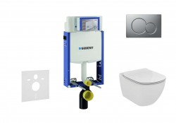 GEBERIT - Kombifix Modul pro závěsné WC s tlačítkem Sigma01, matný chrom + Ideal Standard Tesi - WC a sedátko, Aquablade, SoftClose (110.302.00.5 NU3)
