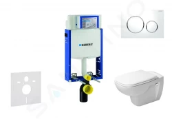 GEBERIT - Kombifix Modul pro závěsné WC s tlačítkem Sigma20, bílá/lesklý chrom + Duravit D-Code - WC a sedátko, Rimless, SoftClose (110.302.00.5 NH4)