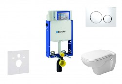 GEBERIT - Kombifix Modul pro závěsné WC s tlačítkem Sigma20, bílá/lesklý chrom + Duravit D-Code - WC a sedátko, Rimless, SoftClose (110.302.00.5 NH4)