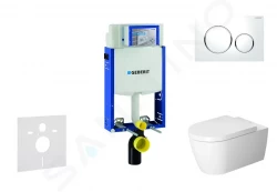 GEBERIT - Kombifix Modul pro závěsné WC s tlačítkem Sigma20, bílá/lesklý chrom + Duravit ME by Starck - WC a sedátko, Rimless, SoftClose (110.302.00.5 NM4)