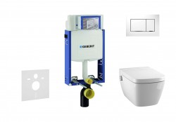 GEBERIT - Kombifix Modul pro závěsné WC s tlačítkem Sigma20, bílá/lesklý chrom + Tece One - sprchovací toaleta a sedátko, Rimless, SoftClose (110.302.00.5 NT5)