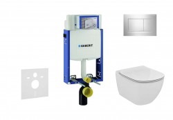 GEBERIT - Kombifix Modul pro závěsné WC s tlačítkem Sigma20, lesklý chrom/chrom mat + Ideal Standard Tesi - WC a sedátko, Aquablade, SoftClose (110.302.00.5 NU6)