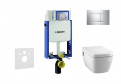 GEBERIT - Kombifix Modul pro závěsné WC s tlačítkem Sigma20, lesklý chrom/chrom mat + Tece One - sprchovací toaleta a sedátko, Rimless, SoftClose (110.302.00.5 NT6)