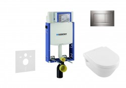 GEBERIT - Kombifix Modul pro závěsné WC s tlačítkem Sigma20, lesklý chrom/chrom mat + Villeroy Boch - WC a sedátko, DirectFlush, SoftClose, CeramicPlus (110.302.00.5 NB6)