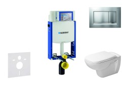 GEBERIT - Kombifix Modul pro závěsné WC s tlačítkem Sigma20, matný chrom/chrom + Duravit D-Code - WC a sedátko, Rimless, SoftClose (110.302.00.5 NH7)