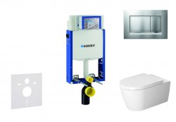 GEBERIT - Kombifix Modul pro závěsné WC s tlačítkem Sigma20, matný chrom/chrom + Duravit ME by Starck - WC a sedátko, Rimless, SoftClose (110.302.00.5 NM7)