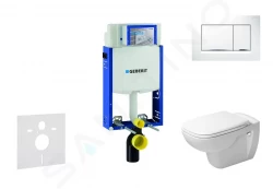 GEBERIT - Kombifix Modul pro závěsné WC s tlačítkem Sigma30, bílá/lesklý chrom + Duravit D-Code - WC a sedátko, Rimless, SoftClose (110.302.00.5 NH5)