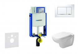 GEBERIT - Kombifix Modul pro závěsné WC s tlačítkem Sigma30, bílá/lesklý chrom + Duravit D-Code - WC a sedátko, Rimless, SoftClose (110.302.00.5 NH5)
