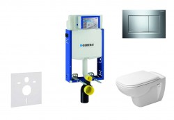 GEBERIT - Kombifix Modul pro závěsné WC s tlačítkem Sigma30, lesklý chrom/chrom mat + Duravit D-Code - WC a sedátko, Rimless, SoftClose (110.302.00.5 NH6)