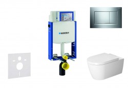 GEBERIT - Kombifix Modul pro závěsné WC s tlačítkem Sigma30, lesklý chrom/chrom mat + Duravit ME by Starck - WC a sedátko, Rimless, SoftClose (110.302.00.5 NM6)