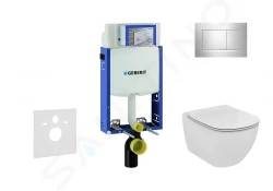 GEBERIT - Kombifix Modul pro závěsné WC s tlačítkem Sigma30, lesklý chrom/chrom mat + Ideal Standard Tesi - WC a sedátko, Aquablade, SoftClose (110.302.00.5 NU6)