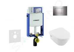 GEBERIT - Kombifix Modul pro závěsné WC s tlačítkem Sigma30, lesklý chrom/chrom mat + Villeroy Boch - WC a sedátko, DirectFlush, SoftClose, CeramicPlus (110.302.00.5 NB6)