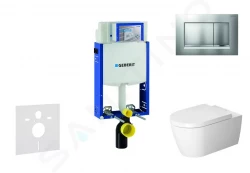 GEBERIT - Kombifix Modul pro závěsné WC s tlačítkem Sigma30, matný chrom/chrom + Duravit ME by Starck - WC a sedátko, Rimless, SoftClose (110.302.00.5 NM7)