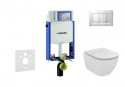 GEBERIT - Kombifix Modul pro závěsné WC s tlačítkem Sigma30, matný chrom/chrom + Ideal Standard Tesi - WC a sedátko, Aquablade, SoftClose (110.302.00.5 NU7)