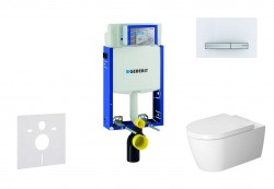 GEBERIT - Kombifix Modul pro závěsné WC s tlačítkem Sigma50, alpská bílá + Duravit ME by Starck - WC a sedátko, Rimless, SoftClose (110.302.00.5 NM8)