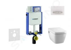GEBERIT - Kombifix Modul pro závěsné WC s tlačítkem Sigma50, alpská bílá + Tece One - sprchovací toaleta a sedátko, Rimless, SoftClose (110.302.00.5 NT8)