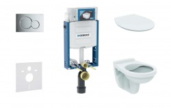 GEBERIT - Kombifix Set předstěnové instalace, klozet Alpha se sedátkem, tlačítko Sigma01, lesklý chrom (110.302.00.5 ND2)