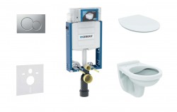 GEBERIT - Kombifix Set předstěnové instalace, klozet Alpha se sedátkem, tlačítko Sigma01, matný chrom (110.302.00.5 ND3)
