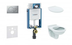 GEBERIT - Kombifix Set předstěnové instalace, klozet Alpha se sedátkem, tlačítko Sigma01, matný chrom (110.302.00.5 NR3)