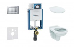 GEBERIT - Kombifix Set předstěnové instalace, klozet Alpha se sedátkem, tlačítko Sigma20, chrom mat/chrom (110.302.00.5 NR7)