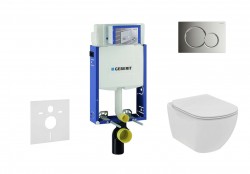 GEBERIT - Kombifix Set předstěnové instalace, klozetu a sedátka Ideal Standard Tesi, tlačítka Sigma01, Rimless, SoftClose, lesklý chrom (110.302.00.5 NE2)