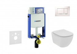 GEBERIT - Kombifix Set předstěnové instalace, klozetu a sedátka Ideal Standard Tesi, tlačítka Sigma30, Rimless, SoftClose, bílá/chrom (110.302.00.5 NE5)