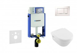 GEBERIT - Kombifix Set předstěnové instalace, klozetu a sedátka Villeroy & Boch, tlačítka Sigma20, DirectFlush, SoftClose, CeramicPlus, bílá/lesklý chrom (110.302.00.5 NB5)