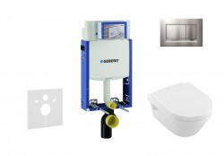 GEBERIT - Kombifix Set předstěnové instalace, klozetu a sedátka Villeroy & Boch, tlačítka Sigma20, DirectFlush, SoftClose, CeramicPlus, matný chrom/chrom (110.302.00.5 NB7)