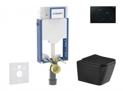 GEBERIT - Kombifix Set předstěnové instalace, klozetu Arkas I a sedátka softclose, tlačítko Sigma01, černá (SANI15CA5509)