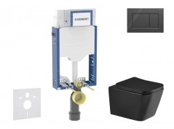 GEBERIT - Kombifix Set předstěnové instalace, klozetu Arkas I a sedátka softclose, tlačítko Sigma20, černá lesk/černá mat (SANI15CA5511)