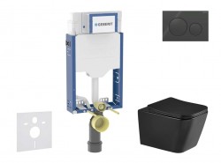 GEBERIT - Kombifix Set předstěnové instalace, klozetu Arkas I a sedátka softclose, tlačítko Sigma20, černá lesk/černá mat (SANI15CA5512)