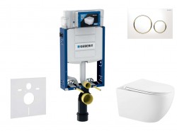 GEBERIT - Kombifix Set předstěnové instalace, klozetu Gaia a sedátka softclose, tlačítko Sigma20, bílá/pozlacená (SANI15CA3125)