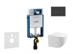 GEBERIT - Kombifix Set předstěnové instalace, klozetu Gaia a sedátka softclose, tlačítko Sigma30, matná černá/černá (SANI15CA5105)