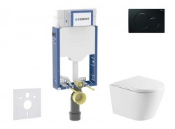 GEBERIT - Kombifix Set předstěnové instalace, klozetu Nefia a sedátka softclose, tlačítko Sigma01, černá (SANI15CA5150)