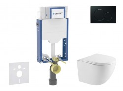 GEBERIT - Kombifix Set předstěnové instalace, klozetu Oudee a sedátka softclose, tlačítko Sigma01, černá (SANI15CA5145)