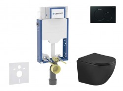 GEBERIT - Kombifix Set předstěnové instalace, klozetu Oudee a sedátka softclose, tlačítko Sigma01, černá (SANI15CA5504)