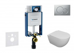 GEBERIT - Kombifix Set předstěnové instalace, klozetu Oudee a sedátka softclose, tlačítko Sigma01, lakovaný matný chrom (SANI15CA1103)