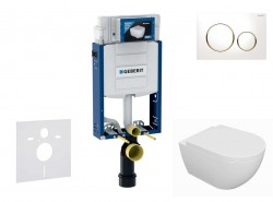 GEBERIT - Kombifix Set předstěnové instalace, klozetu Oudee a sedátka softclose, tlačítko Sigma20, bílá/pozlacená (SANI15CA3119)
