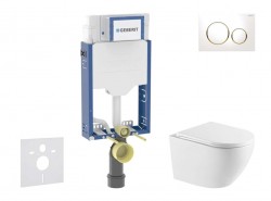 GEBERIT - Kombifix Set předstěnové instalace, klozetu Oudee a sedátka softclose, tlačítko Sigma20, bílá/pozlacená (SANI15CA3155)